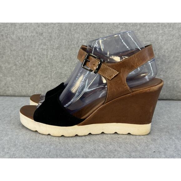 Michele Lopriore Milano Espadrille Wedge Sandals Black/Brown Sz 39 - SEE PICS - Picture 4 of 10
